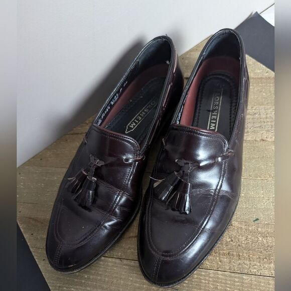 Florsheim vintage leather loafers deep burgundy tassels men 7 women 8.5 - Picture 2 of 10